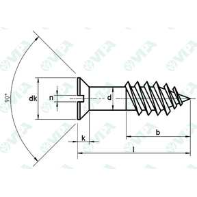 Slotted countersunk head wood screws, partially threaded